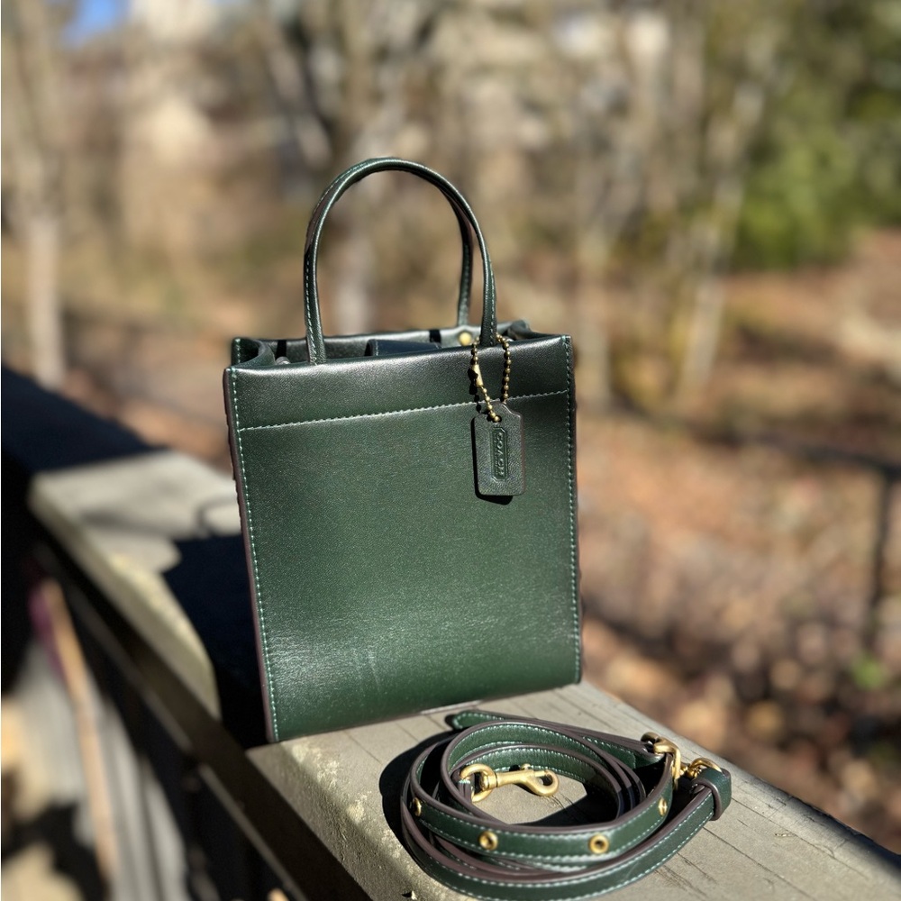 Amazon Green Coach Cashin Carry Mini Tote Crossbody
